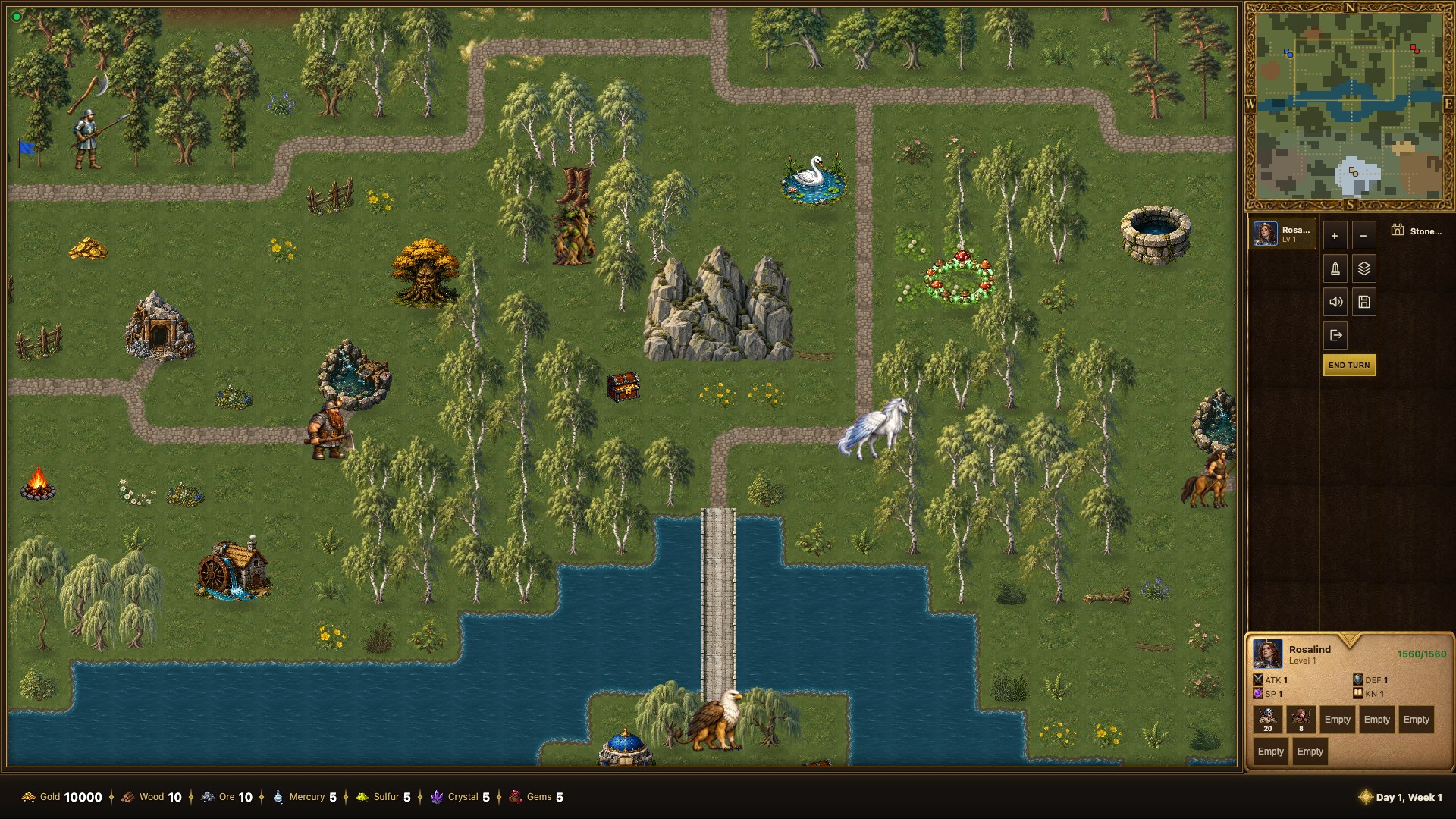 A woodland sanctuary, guarded paths, and hidden rewards on the adventure map.